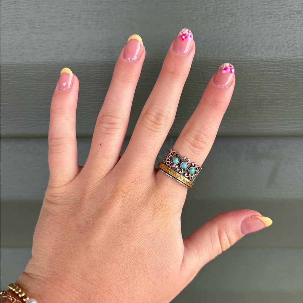 Turquoise and Gold Fidget Ring